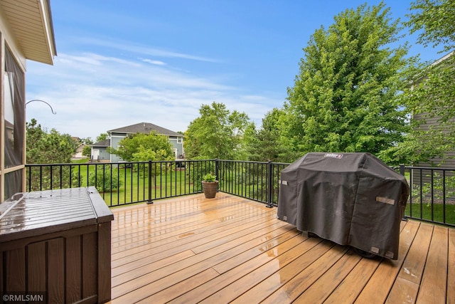 3631 Woodcrest Cir, Eagan, MN 55123 - wooden deck with area for grilling