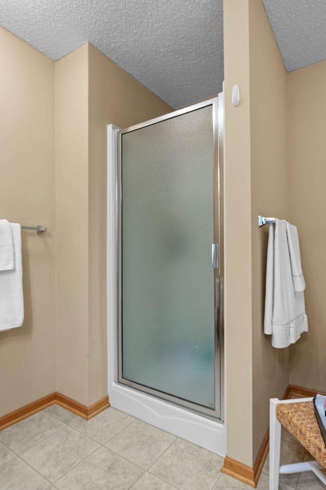 10931 185th Cir NW, Elk River, MN 55330 - full bath featuring a textured ceiling, a shower stall, and tile patterned flooring