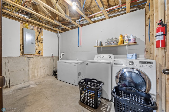 4416 10th St W, Fargo, ND 58078 - laundry area featuring washing machine and clothes dryer and electric panel