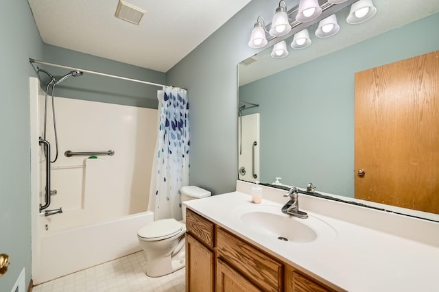 2208 84th Ave N, Brooklyn Park, MN 55444 - full bathroom with vanity, shower / tub combo with curtain, and tile patterned floors