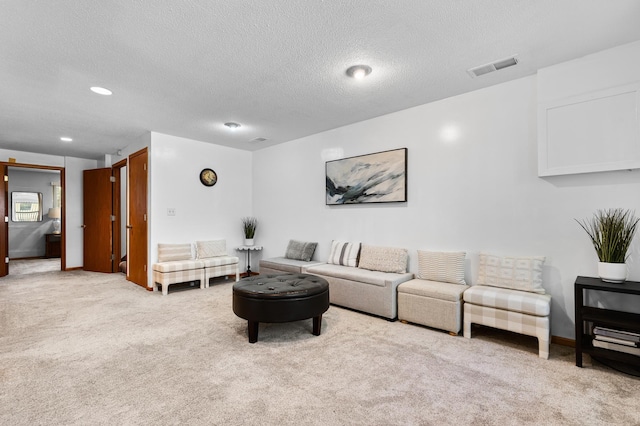 5833 Perry Ave N, Crystal, MN 55429 - living area featuring carpet flooring, a textured ceiling, and recessed lighting