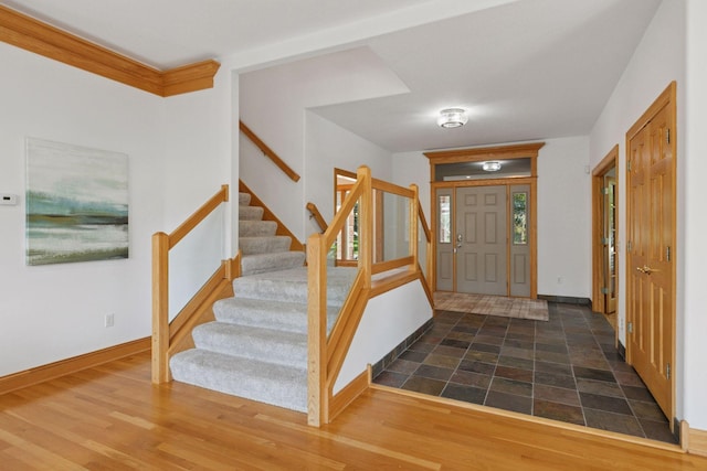4301 Overlook Dr, Bloomington, MN 55437 - foyer entrance with baseboards and stairs