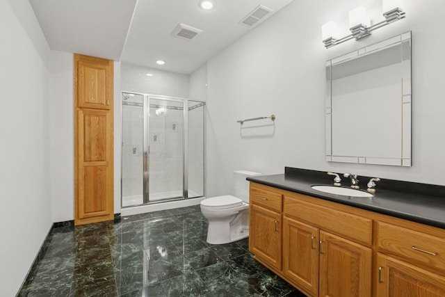 4301 Overlook Dr, Bloomington, MN 55437 - full bath with a stall shower, vanity, marble look tiles, and recessed lighting
