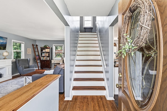 4309 78th Ave N, Brooklyn Park, MN 55443 - stairs featuring wood finished floors and baseboards