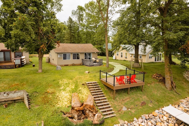 4236 Smith Lake Rd SE, Osakis, MN 56360 - view of green lawn featuring a deck