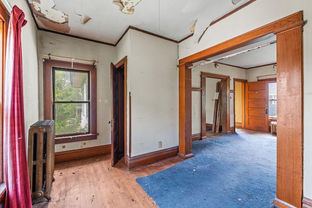 2416 13th Ave S, Minneapolis, MN 55404 - unfurnished room with radiator, hardwood / wood-style flooring, and crown molding