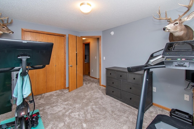 3590 Fillmore St S, Fargo, ND 58104 - exercise area featuring a textured ceiling and carpet floors