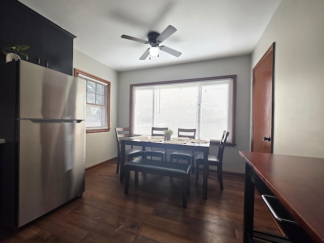 3709 Quail Ave N, Robbinsdale, MN 55422 - dining space with dark wood-type flooring and ceiling fan
