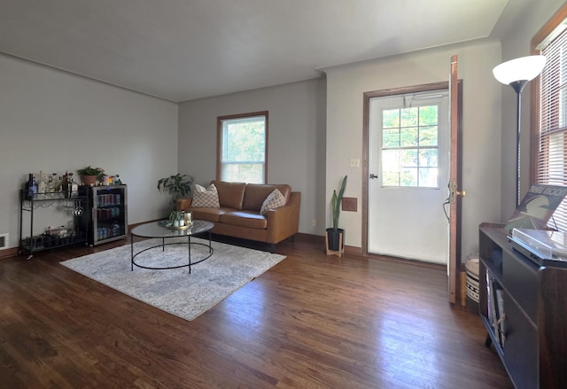 3709 Quail Ave N, Robbinsdale, MN 55422 - living room with dark wood-style floors and plenty of natural light