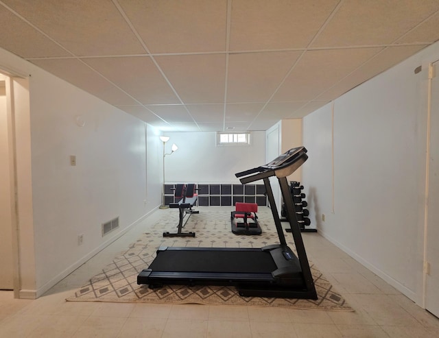 3709 Quail Ave N, Robbinsdale, MN 55422 - exercise room with a paneled ceiling and baseboards