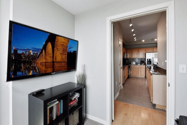500 Grant St Unit 1105, Minneapolis, MN 55404 - hall with track lighting and light wood-style floors