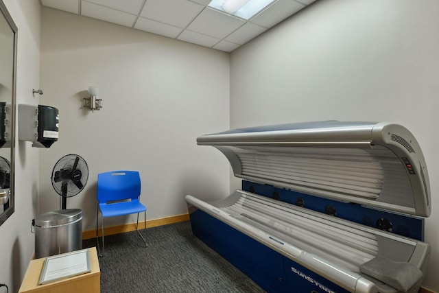 500 Grant St Unit 1105, Minneapolis, MN 55404 - miscellaneous room featuring a tanning bed, carpet flooring, and a drop ceiling