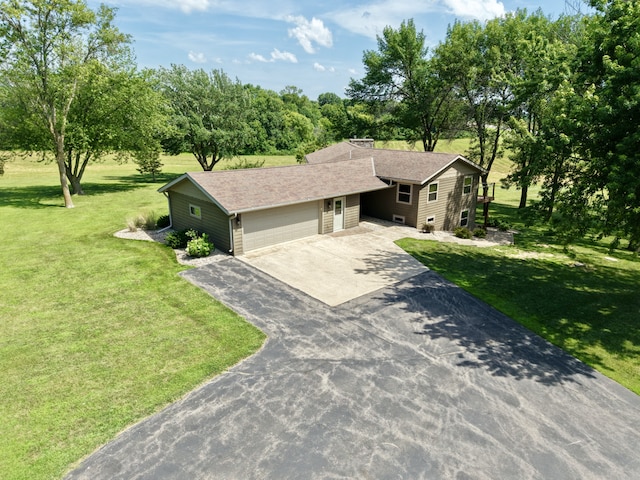 90760 US Highway 71, Christiania Twp, MN 56101 - single story home with driveway, a garage, a front lawn, and a shingled roof