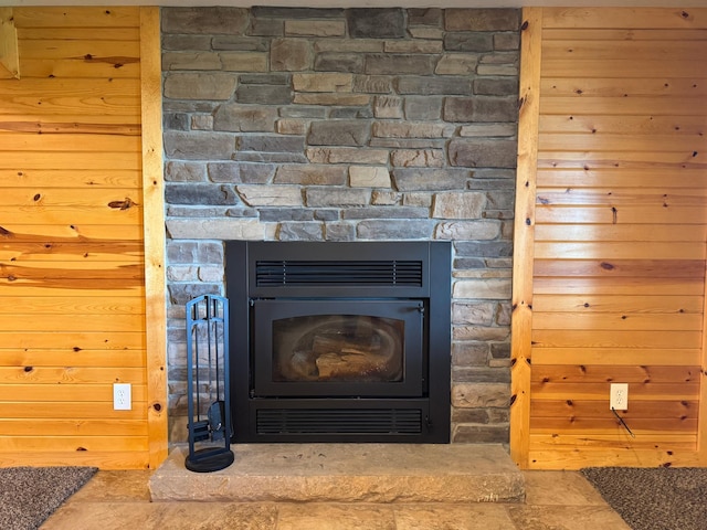 90760 US Highway 71, Christiania Twp, MN 56101 - detailed view of a stone fireplace and wooden walls