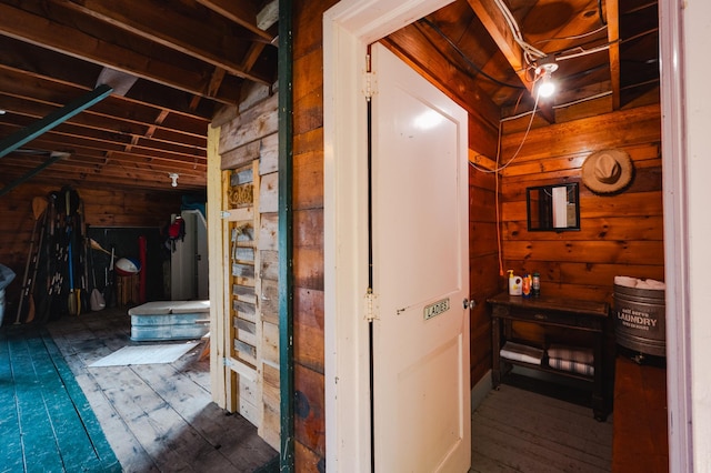 5607 Skogvei Rd, Duluth, MN 55803 - hall featuring wooden walls and wood-type flooring