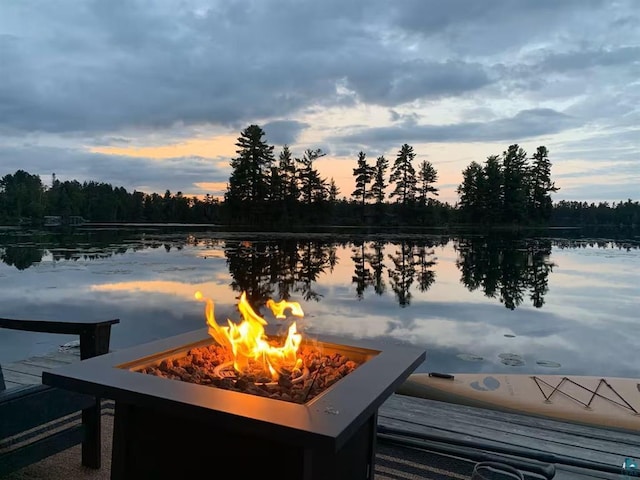 5607 Skogvei Rd, Duluth, MN 55803 - dock featuring an outdoor fire pit and a water view