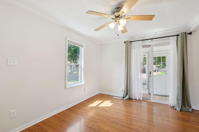 178 Mainzer St, West Saint Paul, MN 55118 - unfurnished room with crown molding, light wood finished floors, a textured ceiling, and ceiling fan