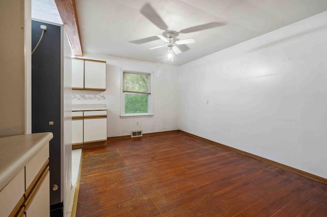 13425 Pillager Dam Rd SW, Sylvan Twp, MN 56473 - unfurnished dining area featuring dark wood-style floors and ceiling fan