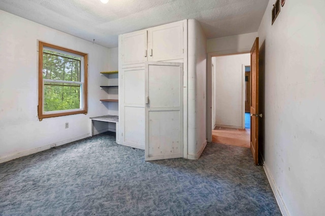 13425 Pillager Dam Rd SW, Sylvan Twp, MN 56473 - unfurnished bedroom featuring dark colored carpet and a textured ceiling