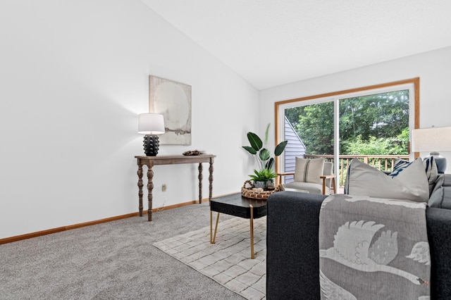 8811 Coffman Path, Inver Grove Heights, MN 55076 - carpeted living room with lofted ceiling and baseboards