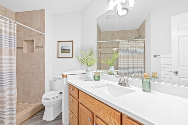 8811 Coffman Path, Inver Grove Heights, MN 55076 - full bath featuring vanity, a tile shower, wood finished floors, and a chandelier