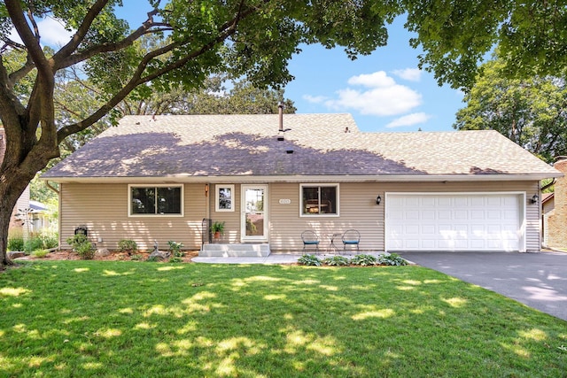 10315 Boundary Creek Ter, Maple Grove, MN 55369 - single story home featuring an attached garage, asphalt driveway, roof with shingles, and a front yard