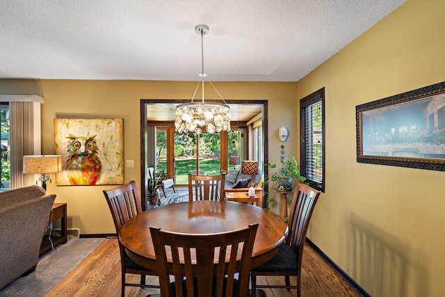 10315 Boundary Creek Ter, Maple Grove, MN 55369 - dining area featuring wood finished floors, a chandelier, and a textured ceiling