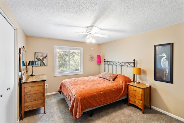 10315 Boundary Creek Ter, Maple Grove, MN 55369 - bedroom featuring carpet flooring, ceiling fan, a textured ceiling, and a closet