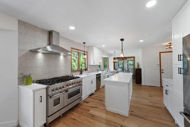 8045 County Road 116, Corcoran, MN 55340 - kitchen featuring a center island, appliances with stainless steel finishes, tasteful backsplash, a chandelier, and recessed lighting