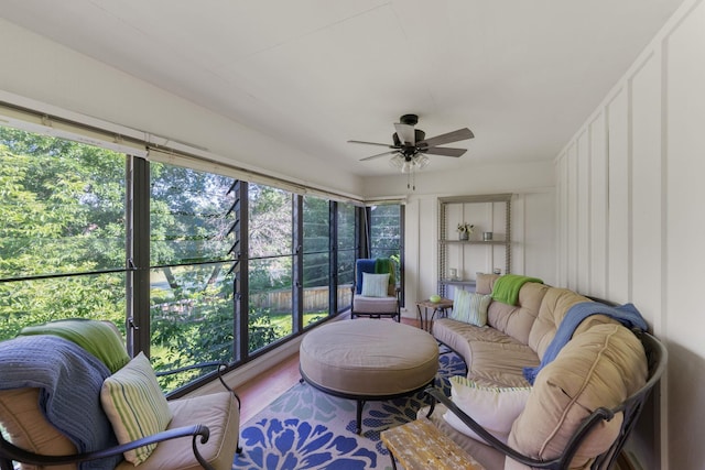 8045 County Road 116, Corcoran, MN 55340 - sunroom / solarium featuring a ceiling fan