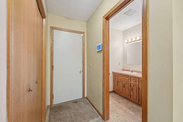 24864 Kettle River Blvd, Wyoming, MN 55025 - hallway with a sink and a textured ceiling