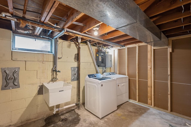 11632 Utah Ave N, Champlin, MN 55316 - basement featuring separate washer and dryer and electric panel