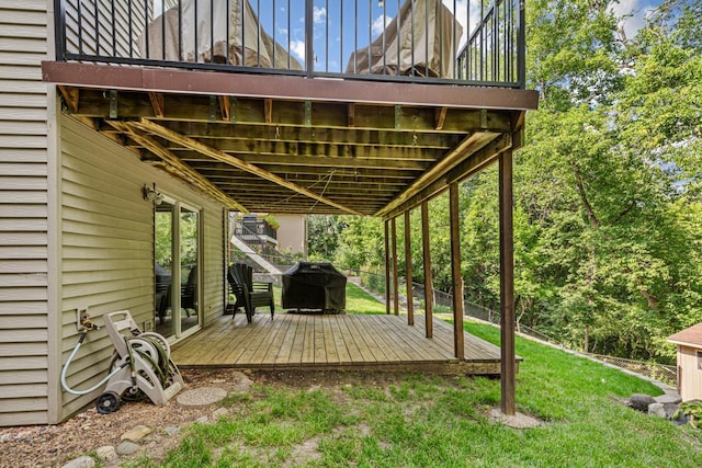 14349 Natchez Ave, Savage, MN 55378 - wooden terrace featuring a grill and a yard