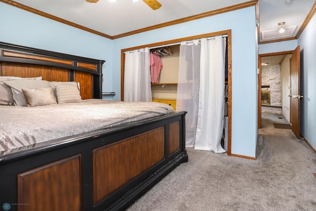 921 16th St S, Fargo, ND 58103 - carpeted bedroom with crown molding and a ceiling fan