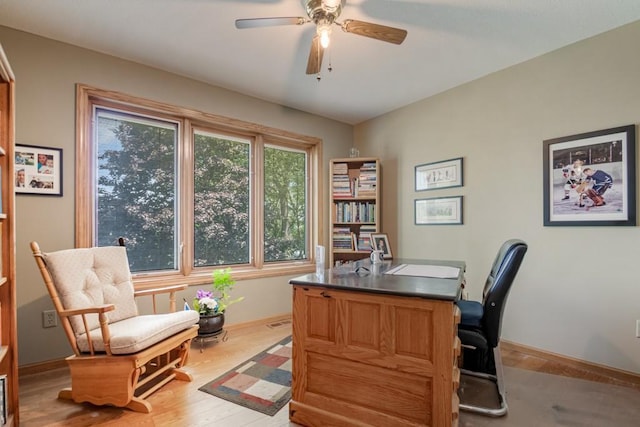 251 Revere Ln N, Champlin, MN 55316 - office with a ceiling fan and wood finished floors
