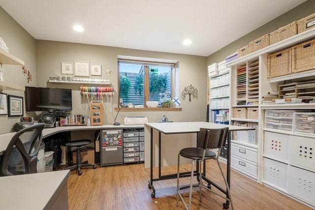 251 Revere Ln N, Champlin, MN 55316 - home office featuring light wood-style flooring and recessed lighting