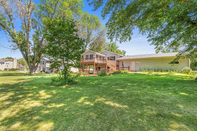 16951 88th Ave N, Maple Grove, MN 55311 - rear view of house featuring a deck, a yard, and stairs
