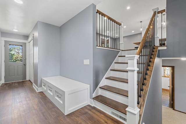 16951 88th Ave N, Maple Grove, MN 55311 - entryway featuring dark wood-style floors, stairs, and recessed lighting