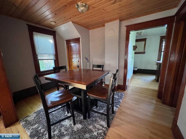 1027 Chapman St, Ely, MN 55731 - dining room featuring light wood finished floors and wood ceiling