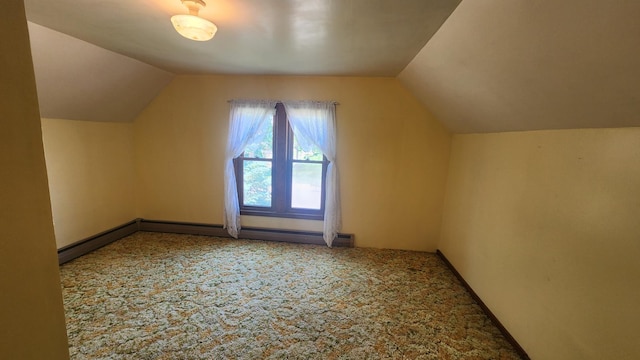 211 2nd St, Hatfield, MN 56164 - bonus room featuring carpet floors, lofted ceiling, and baseboard heating