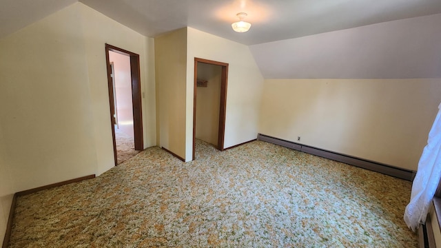 211 2nd St, Hatfield, MN 56164 - bonus room with baseboard heating, vaulted ceiling, and carpet floors