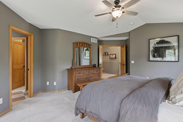 13836 Clare Downs Way, Rosemount, MN 55068 - bedroom featuring light carpet, vaulted ceiling, multiple windows, and a ceiling fan