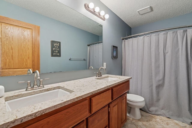 13836 Clare Downs Way, Rosemount, MN 55068 - full bath featuring double vanity, a textured ceiling, and a shower with shower curtain