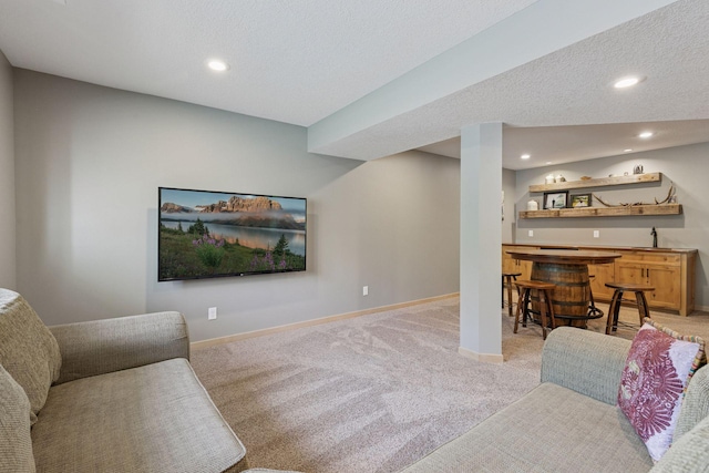 13836 Clare Downs Way, Rosemount, MN 55068 - living area featuring wet bar, light carpet, and recessed lighting