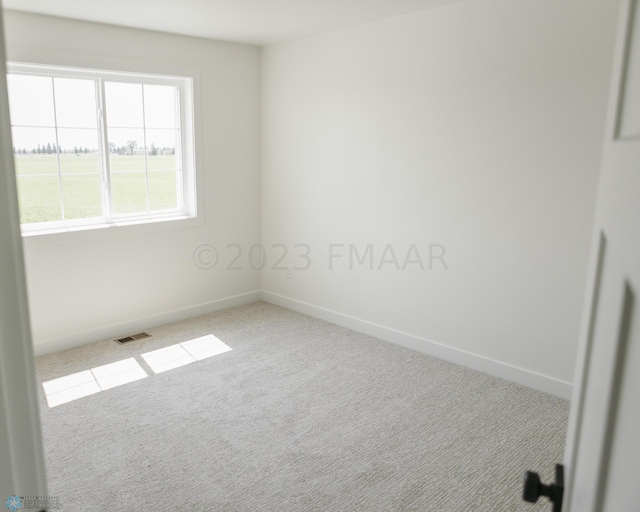 spare room featuring light carpet