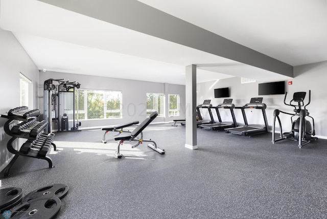 workout area featuring plenty of natural light