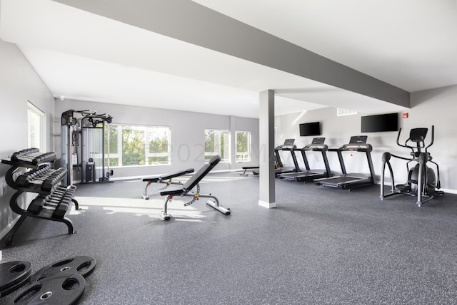 exercise room with a wealth of natural light