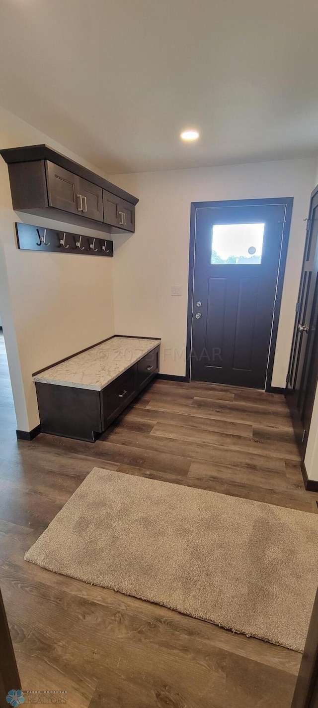 entrance foyer with dark hardwood / wood-style floors