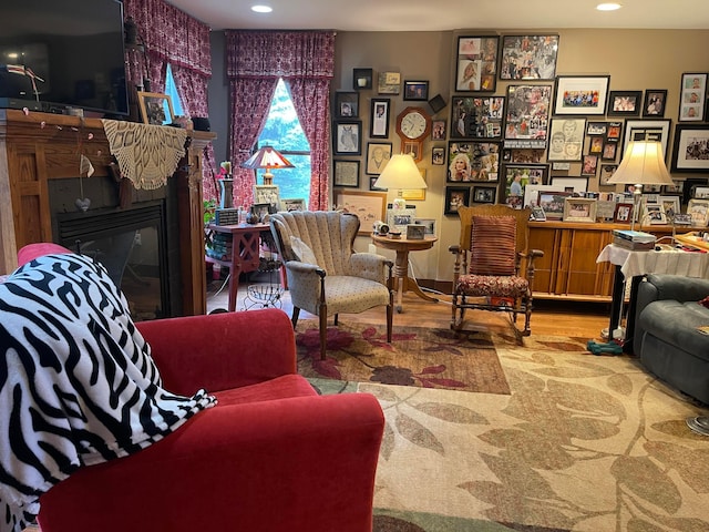 living room with hardwood / wood-style flooring