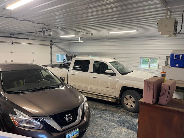 garage with a garage door opener